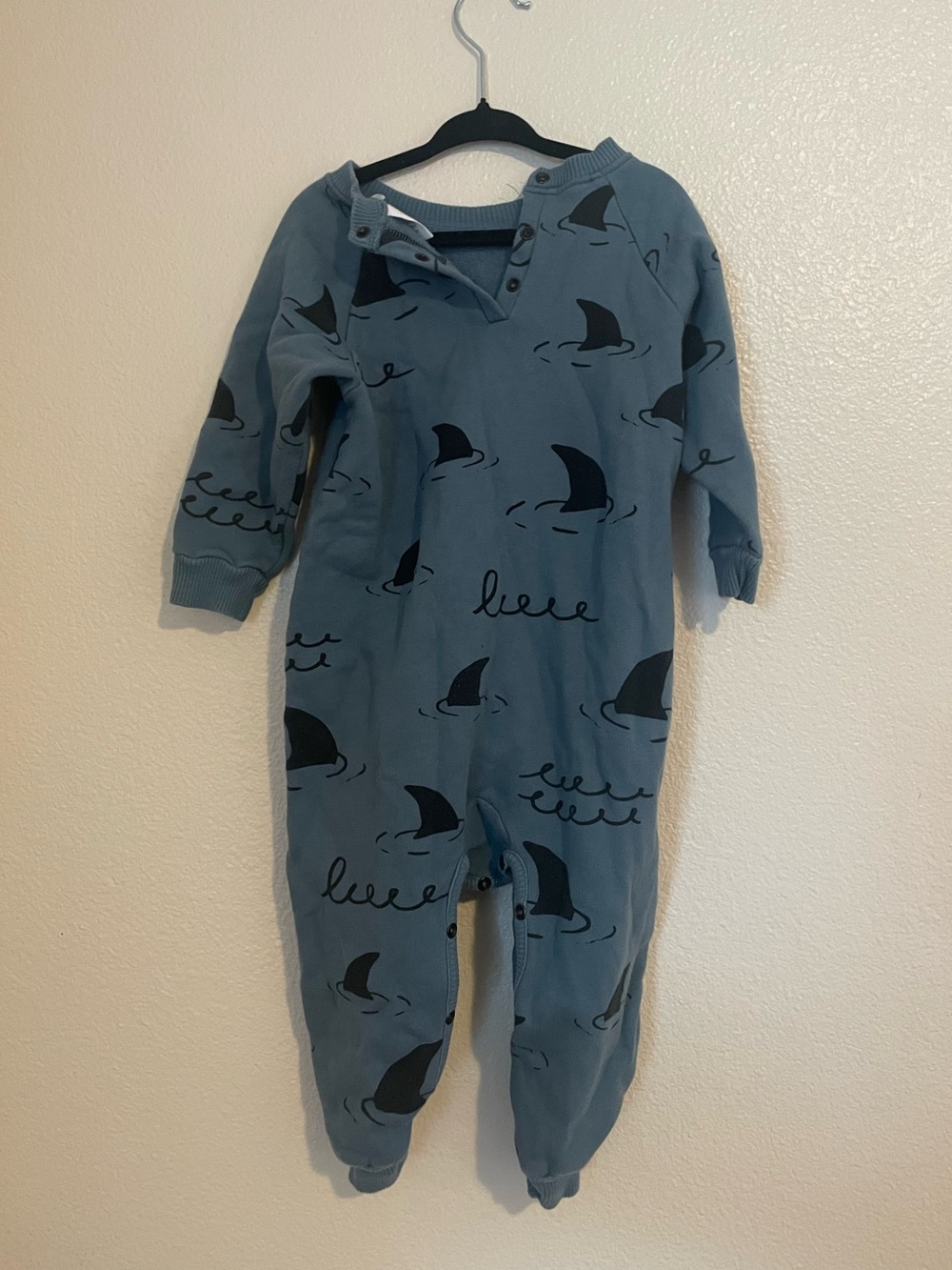 Little Man Happy Cotton Shark Print One-Piece 1-2 Y